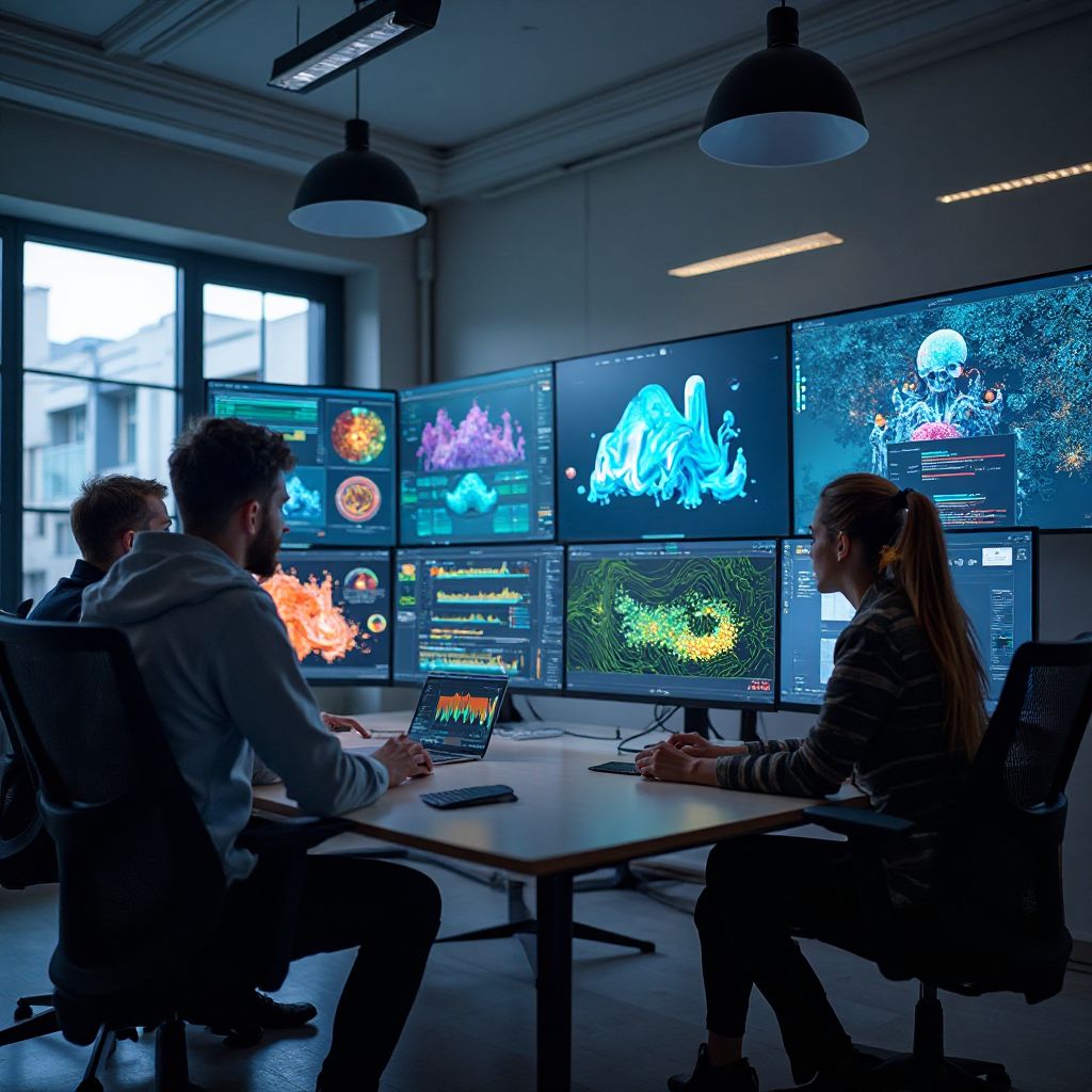 Echipa noastră colaborând într-un spațiu modern